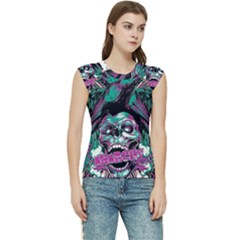 Anarchy Skull And Birds Women s Raglan Cap Sleeve T-shirt