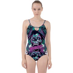 Anarchy Skull And Birds Cut Out Top Tankini Set