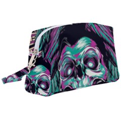 Anarchy Skull And Birds Wristlet Pouch Bag (large)