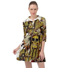 Motorcycle And Skull Cruiser Native American Mini Skater Shirt Dress