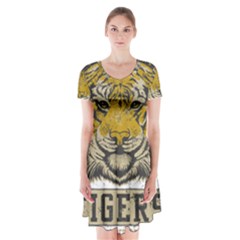 1813 River City Tigers Athletic Department Short Sleeve V-neck Flare Dress by Sarkoni