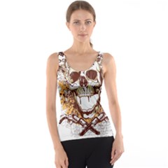 Harvest Of Fear Logo Illustration Skull Pistol Women s Basic Tank Top