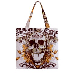 Harvest Of Fear Logo Illustration Skull Pistol Zipper Grocery Tote Bag