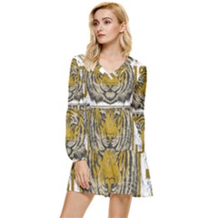 1813 River City Tigers Athletic Department Tiered Long Sleeve Mini Dress by Sarkoni