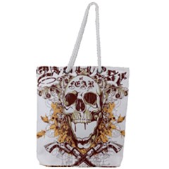 Harvest Of Fear Logo Illustration Skull Pistol Full Print Rope Handle Tote (large) by Sarkoni