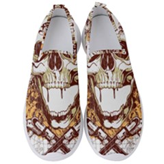 Harvest Of Fear Logo Illustration Skull Pistol Men s Slip On Sneakers