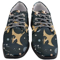 Space Theme Art Pattern Design Wallpaper Women Heeled Oxford Shoes