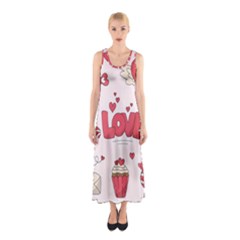 Hand Drawn Valentines Day Element Collection Sleeveless Maxi Dress