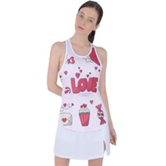 Hand Drawn Valentines Day Element Collection Racer Back Mesh Tank Top