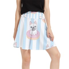 French Bulldog Dog Seamless Pattern Waistband Skirt by Bedest