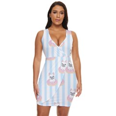 French Bulldog Dog Seamless Pattern Draped Bodycon Dress