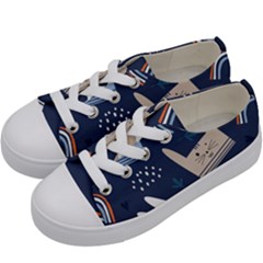 Colorful Cute Cats Seamless Pattern Kids  Low Top Canvas Sneakers by Bedest