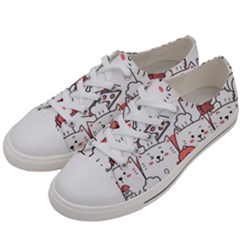 Cute Cat Chef Cooking Seamless Pattern Cartoon Men s Low Top Canvas Sneakers by Bedest