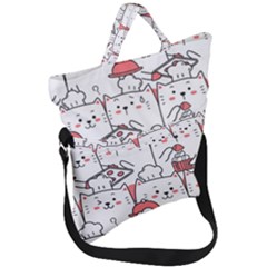 Cute Cat Chef Cooking Seamless Pattern Cartoon Fold Over Handle Tote Bag by Bedest