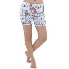 Cute Cat Chef Cooking Seamless Pattern Cartoon Lightweight Velour Yoga Shorts by Bedest