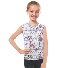 Cute Cat Chef Cooking Seamless Pattern Cartoon Kids  Mesh Tank Top