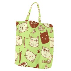 Cute Hand Drawn Cat Seamless Pattern Giant Grocery Tote by Bedest