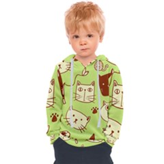 Cute Hand Drawn Cat Seamless Pattern Kids  Overhead Hoodie by Bedest