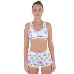 Cartoon Bird Cute Doodle Bird Racerback Boyleg Bikini Set by Bedest