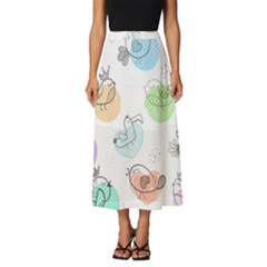 Cartoon Bird Cute Doodle Bird Classic Midi Chiffon Skirt by Bedest