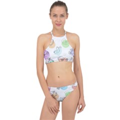 Cartoon Bird Cute Doodle Bird Halter Bikini Set