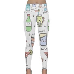 Drinks Cocktails Doodles Coffee Lightweight Velour Classic Yoga Leggings