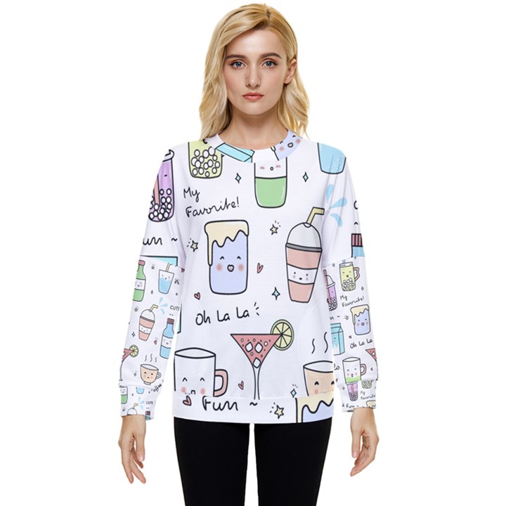 Drinks Cocktails Doodles Coffee Hidden Pocket Sweatshirt