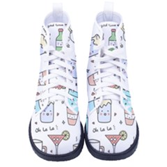 Drinks Cocktails Doodles Coffee Men s High-top Canvas Sneakers by Apen