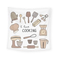 I Love Cooking Baking Utensils Knife Square Tapestry (small) by Apen