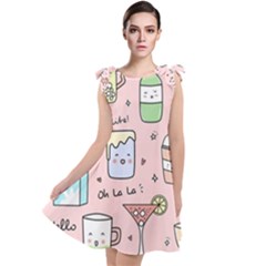 Drink Cocktail Doodle Coffee Tie Up Tunic Dress