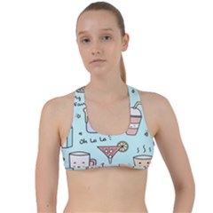 Drinks Cocktails Doodle Coffee Criss Cross Racerback Sports Bra