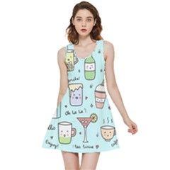 Drinks Cocktails Doodle Coffee Inside Out Reversible Sleeveless Dress by Apen