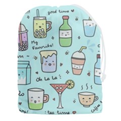 Drinks Cocktails Doodle Coffee Drawstring Pouch (3xl) by Apen