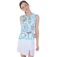 Drinks Cocktails Doodle Coffee Women s Sleeveless Sports Top by Apen