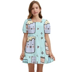 Drinks Cocktails Doodle Coffee Kids  Short Sleeve Dolly Dress
