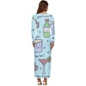 Drinks Cocktails Doodle Coffee Long Sleeve Longline Maxi Dress View4