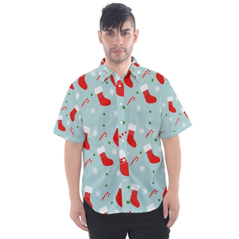 Christmas Pattern Men s Short Sleeve Shirt by Apen