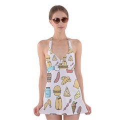 Dinner Meal Food Snack Fast Food Halter Dress Swimsuit  by Apen