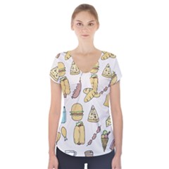 Dinner Meal Food Snack Fast Food Short Sleeve Front Detail Top by Apen