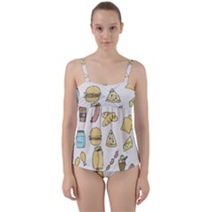 Dinner Meal Food Snack Fast Food Twist Front Tankini Set