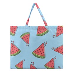 Watermelon Fruit Pattern Tropical Zipper Large Tote Bag by Apen