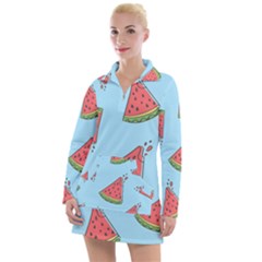 Watermelon Fruit Pattern Tropical Women s Long Sleeve Casual Dress by Apen