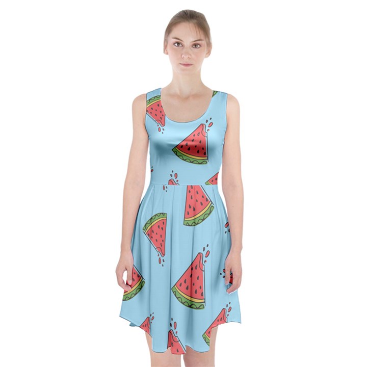 Watermelon Fruit Pattern Tropical Racerback Midi Dress