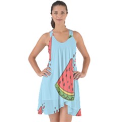 Watermelon Fruit Pattern Tropical Show Some Back Chiffon Dress