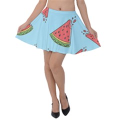 Watermelon Fruit Pattern Tropical Velvet Skater Skirt