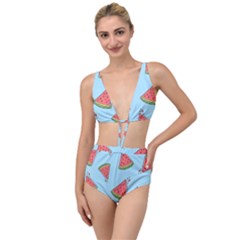 Watermelon Fruit Pattern Tropical Tied Up Two Piece Swimsuit