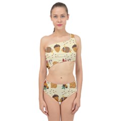 Leaves Foliage Acorns Barrel Spliced Up Two Piece Swimsuit