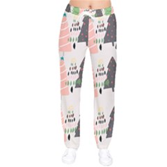 Christmas Trees Icons Women Velvet Drawstring Pants