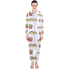 Fries Taco Pattern Fast Food Hooded Jumpsuit (ladies) by Apen