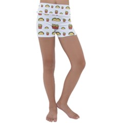 Fries Taco Pattern Fast Food Kids  Lightweight Velour Yoga Shorts